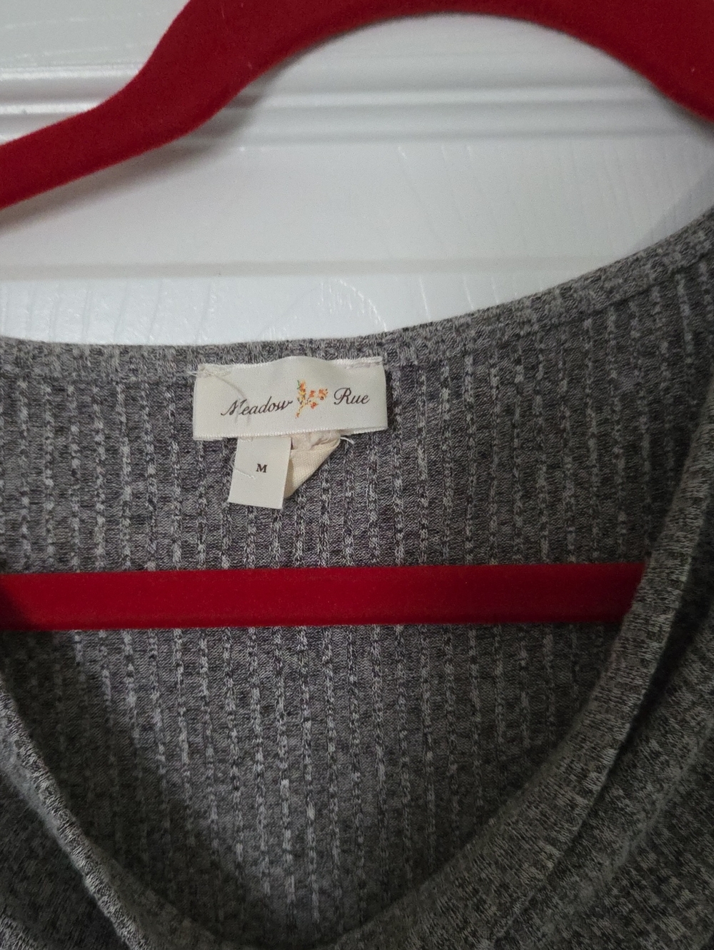 Meadow Rue Women's Gray Ribbed Scoop Neck Sweater